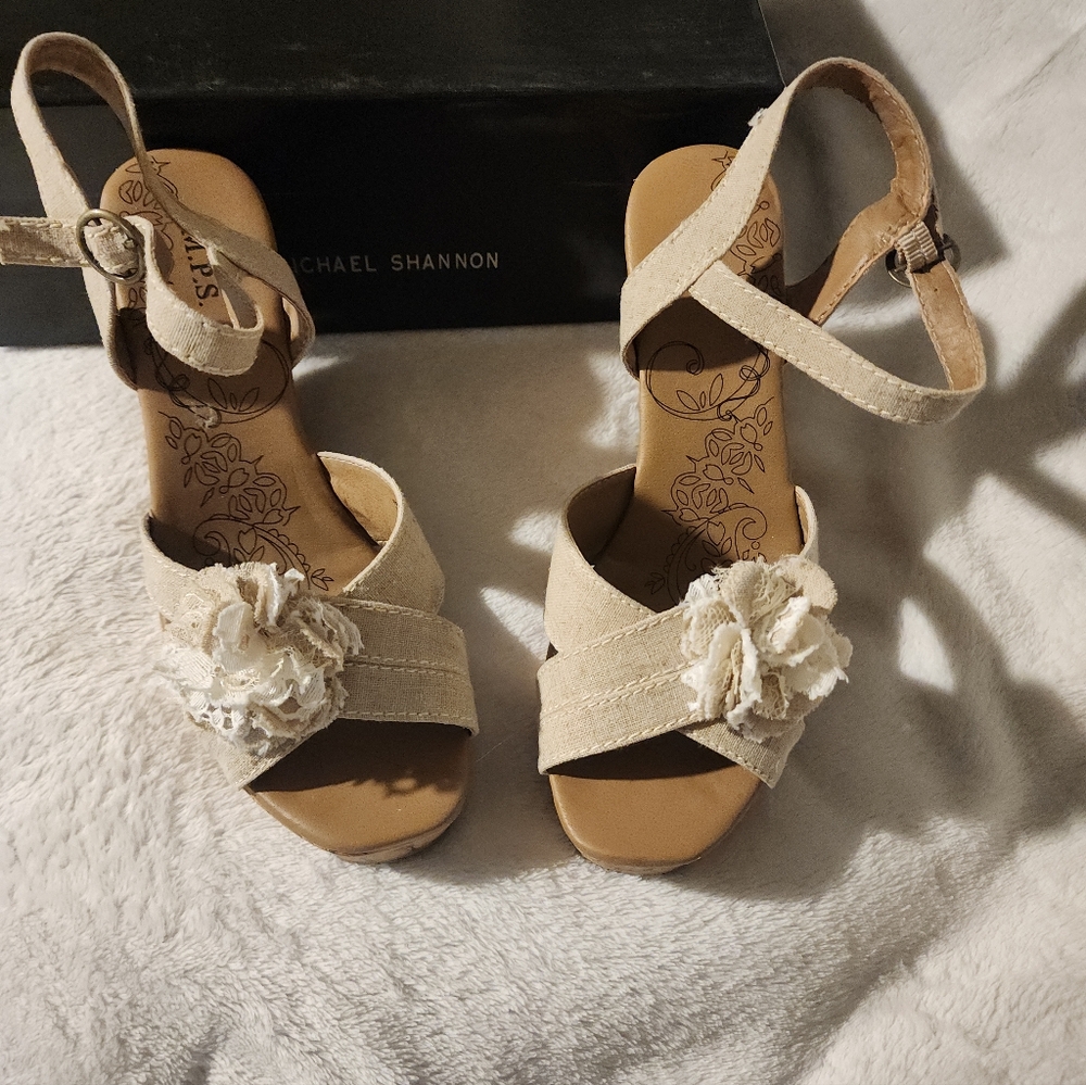 M.P.S. Cream Floral Sandals